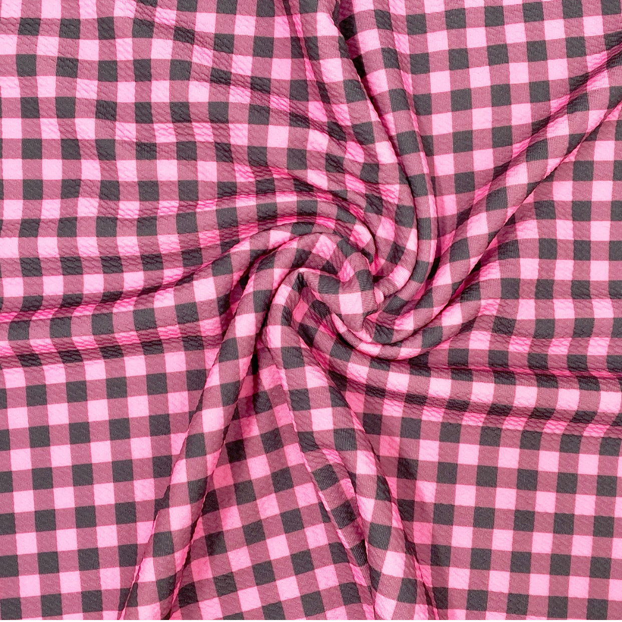 Pink & Black Buffalo Plaid Premium Print Bullet Fabric - Eliza Henri