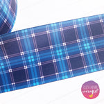Blue & Navy Tartan Grosgrain Ribbon 2'' or 3'' - Eliza Henri
