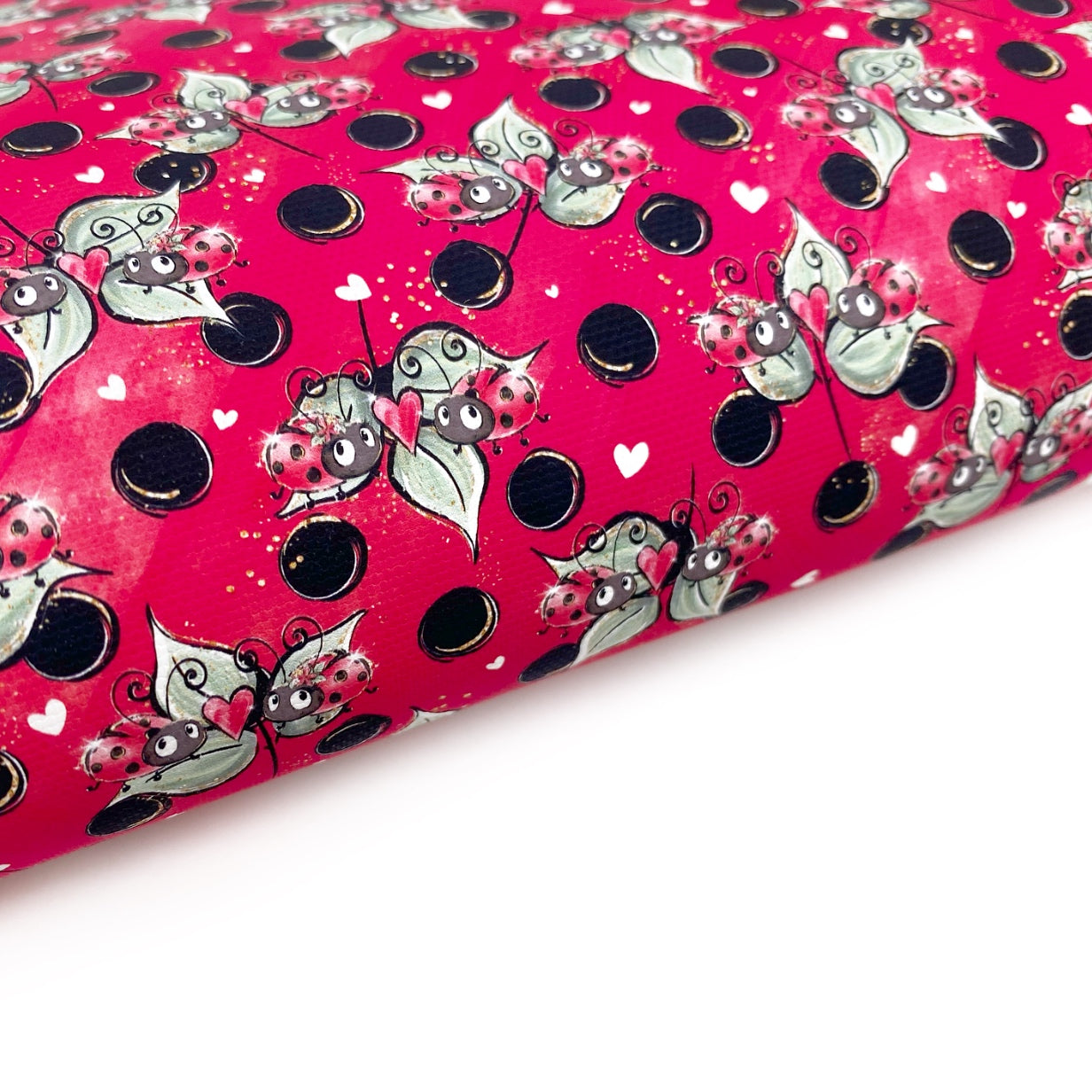 Lady Bug Land Polka Dot Red Lux Premium Canvas Bow Fabrics - Eliza Henri