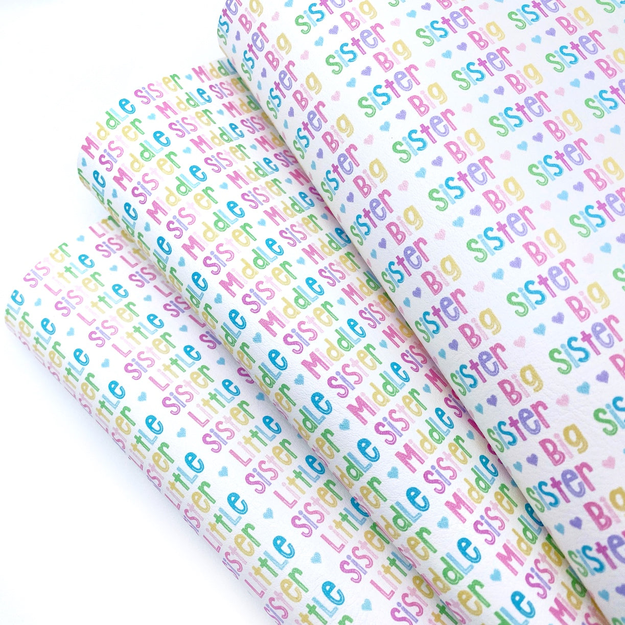 Rainbow Heart Sister Premium Faux Leather Fabric Sheets - Eliza Henri