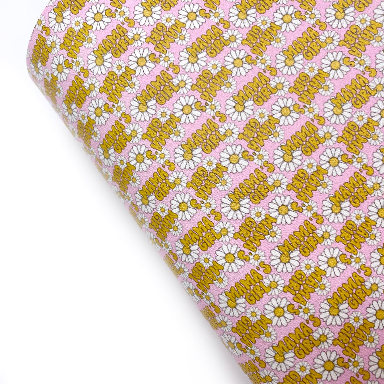 Mama’s Girl Daisy Pink Premium Faux Leather Fabric Sheets - Eliza Henri