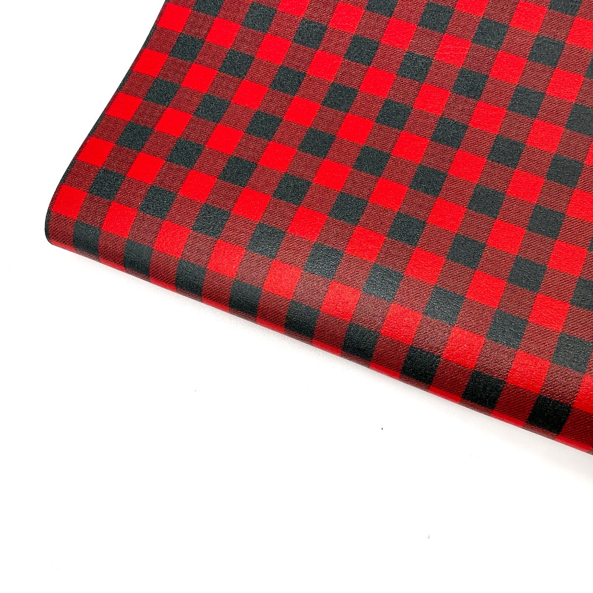 Buffalo Plaid Red/Black Premium Faux Leather Fabric Sheets - Eliza Henri
