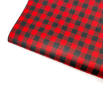 Buffalo Plaid Red/Black Premium Faux Leather Fabric Sheets - Eliza Henri