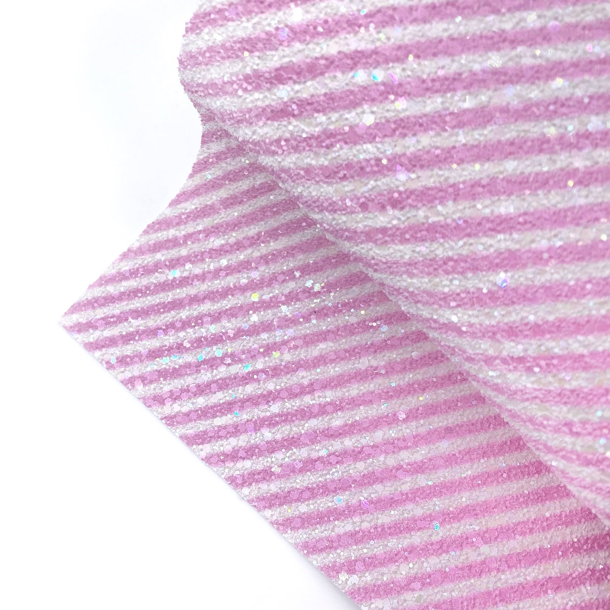 Pink Candy Cane Kisses Lux Premium Chunky Glitter Fabric - Eliza Henri