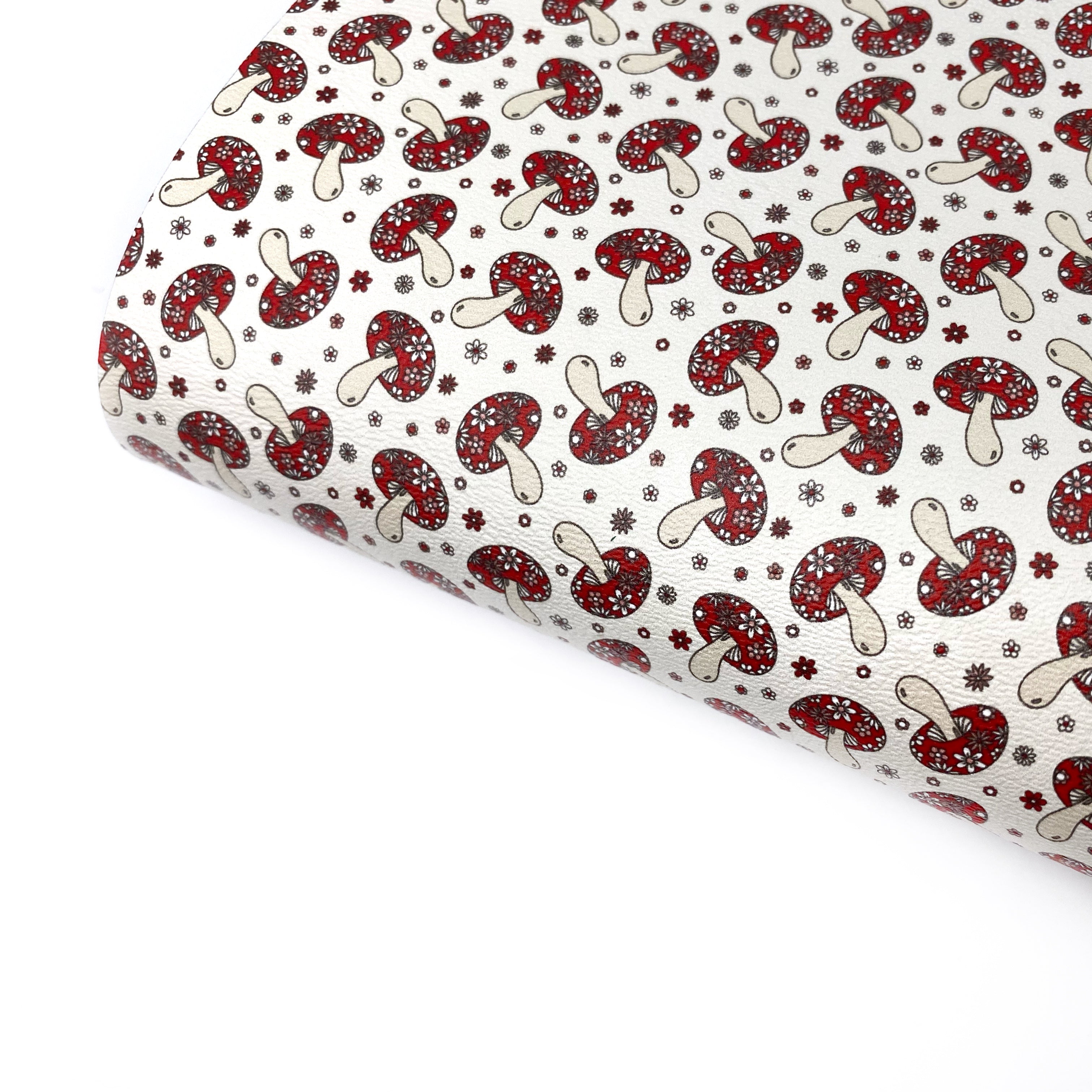 Floral Toadstools Premium Faux Leather Fabric Sheets - Eliza Henri