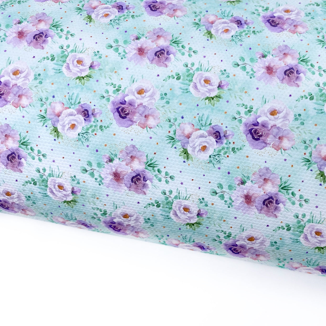 Mint & Lilac Dino Floral Lux Premium Canvas Bow Fabrics - Eliza Henri