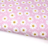 Daisy Face Pink Lux Premium Printed Bow Fabric