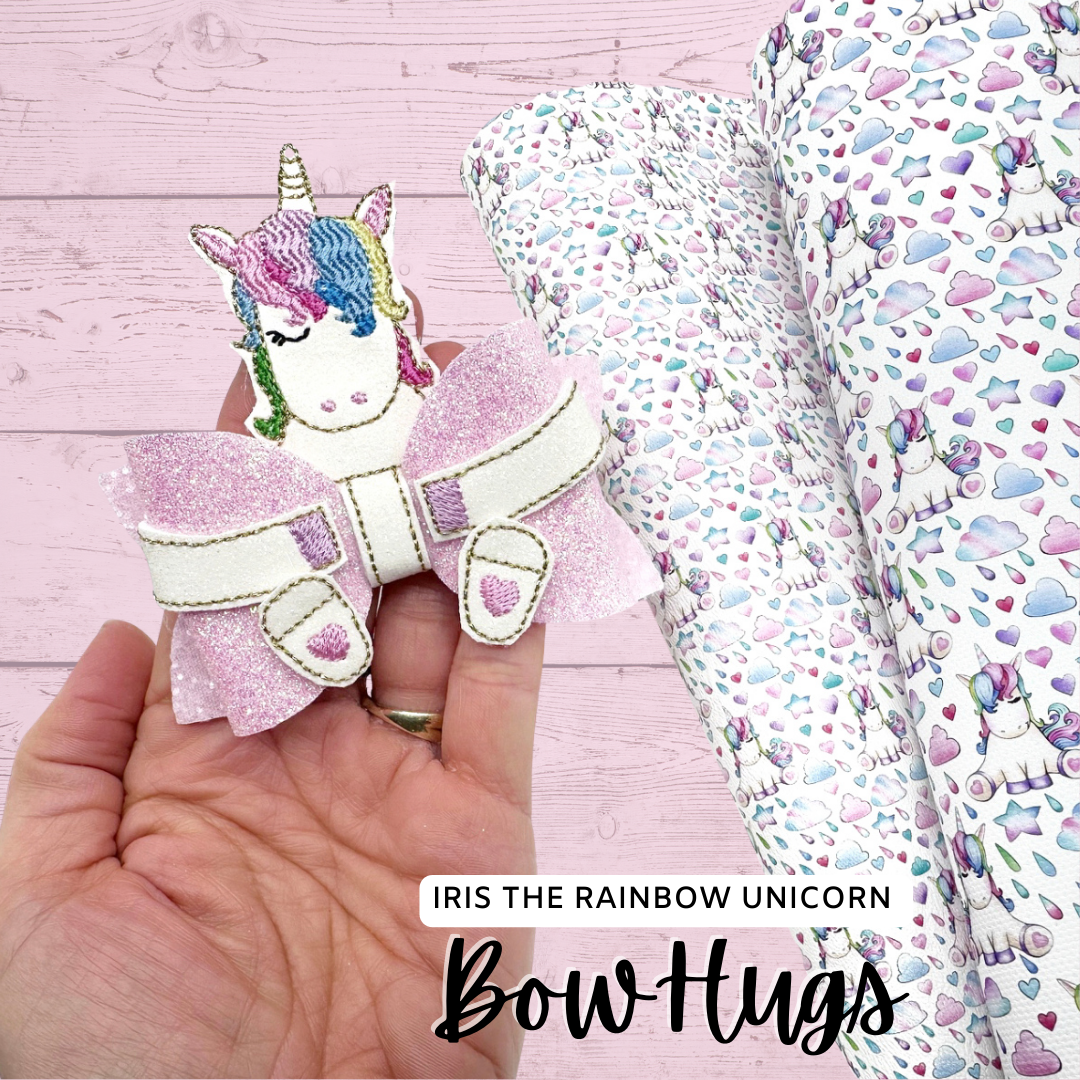 Iris the Rainbow Unicorn Bow Hug Wrap Around & Pops Feltie Set - Eliza Henri
