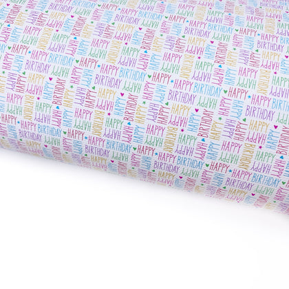 Happy Birthday Wrap Lux Premium Canvas Bow Fabrics - Eliza Henri