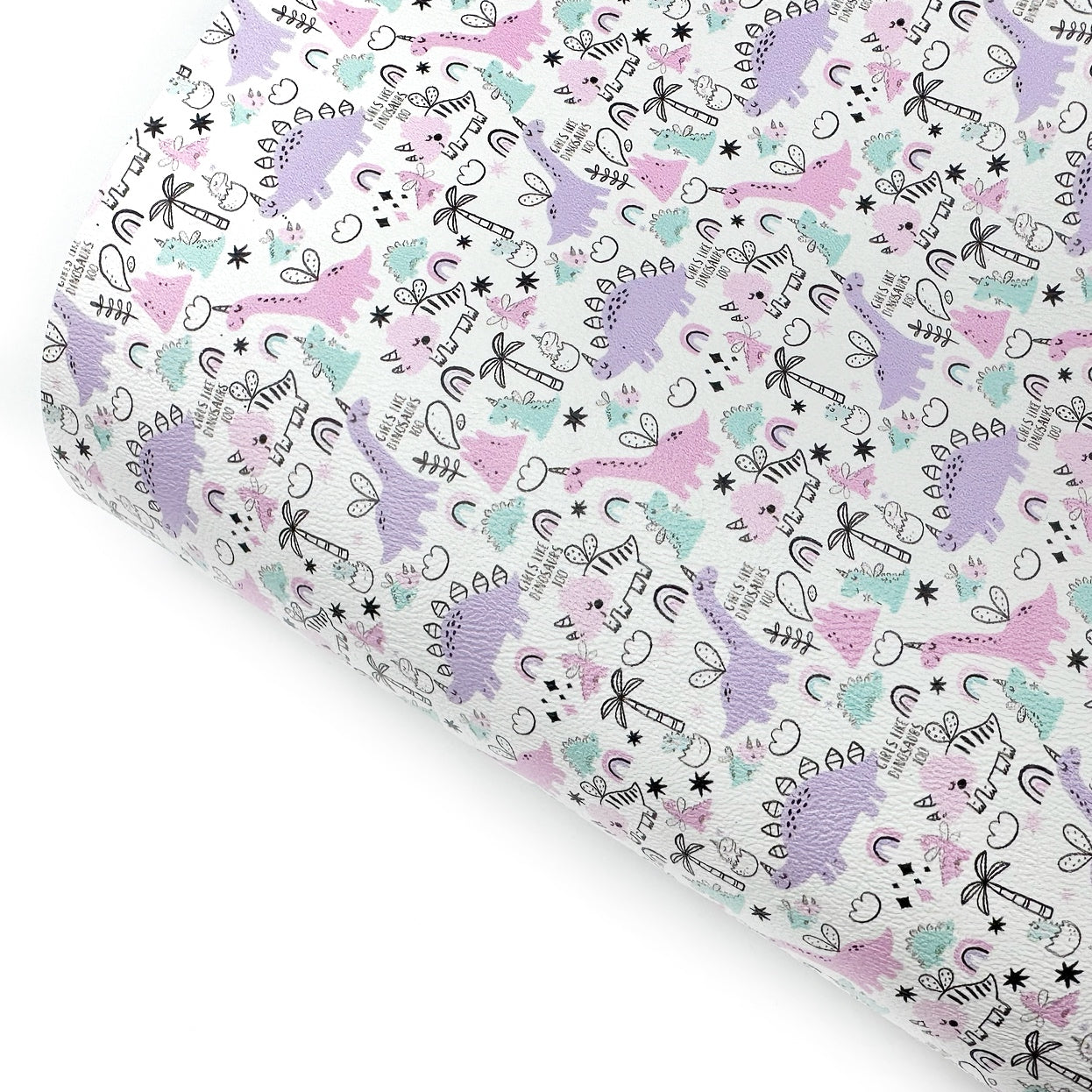 Fairy Dino Doodles Premium Faux Leather Fabric Sheets - Eliza Henri