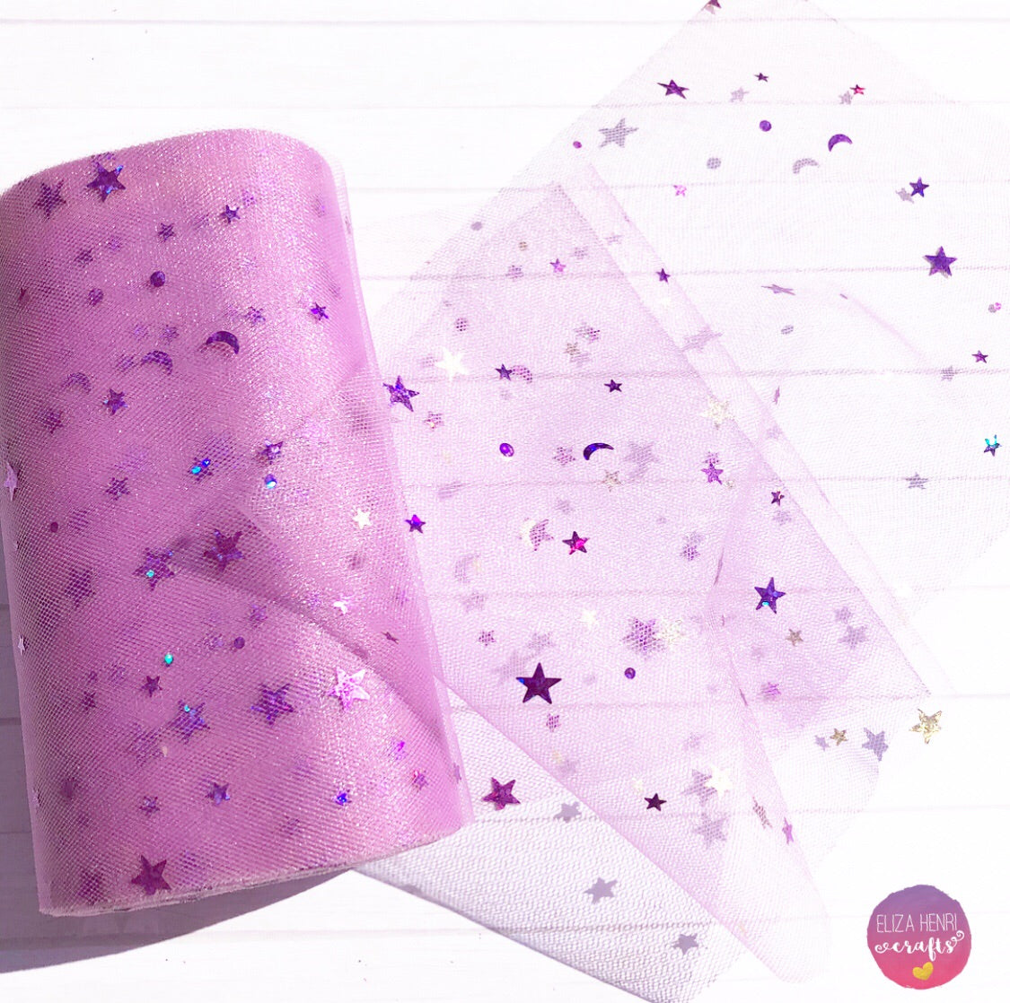 Moons & Stars Luxury Foil Tulle Fabric - Eliza Henri