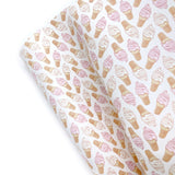 Vanilla & Strawberry Cones Premium Faux Leather Fabric Sheets