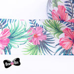 Tropical Floral Print Glitter Grosgrain Ribbon 3'' - Eliza Henri