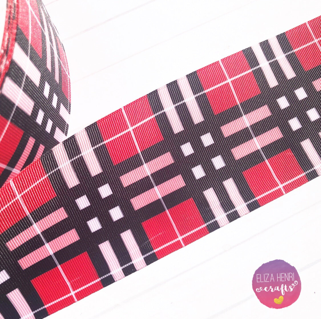 Red Plaid Grosgrain Ribbon 2'' or 3'' - Eliza Henri