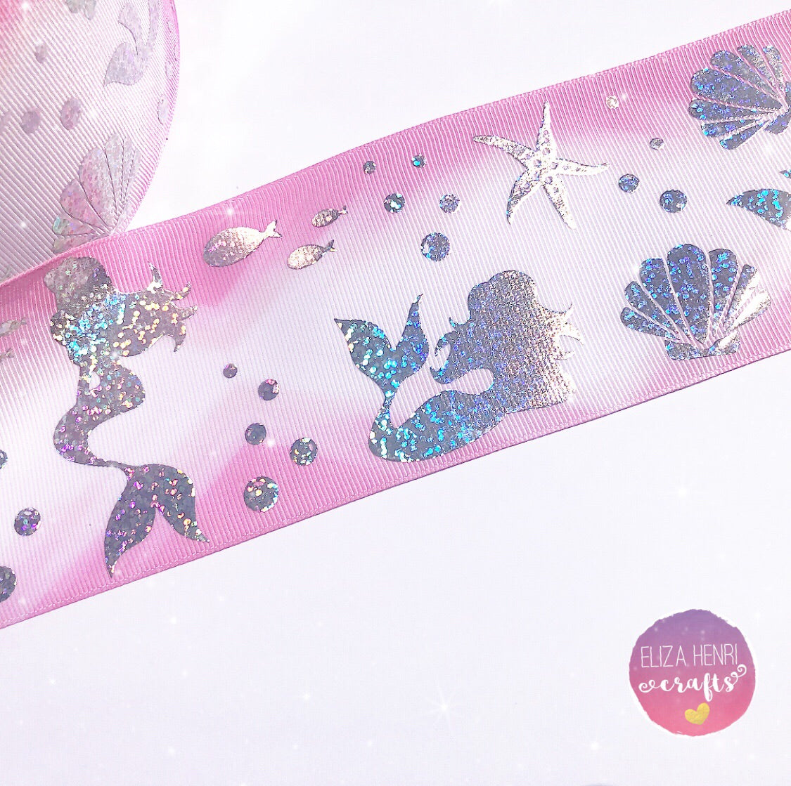Mermaid Foiled Holographic Grosgrain Ribbon 3'' - Eliza Henri