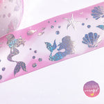 Mermaid Foiled Holographic Grosgrain Ribbon 3'' - Eliza Henri