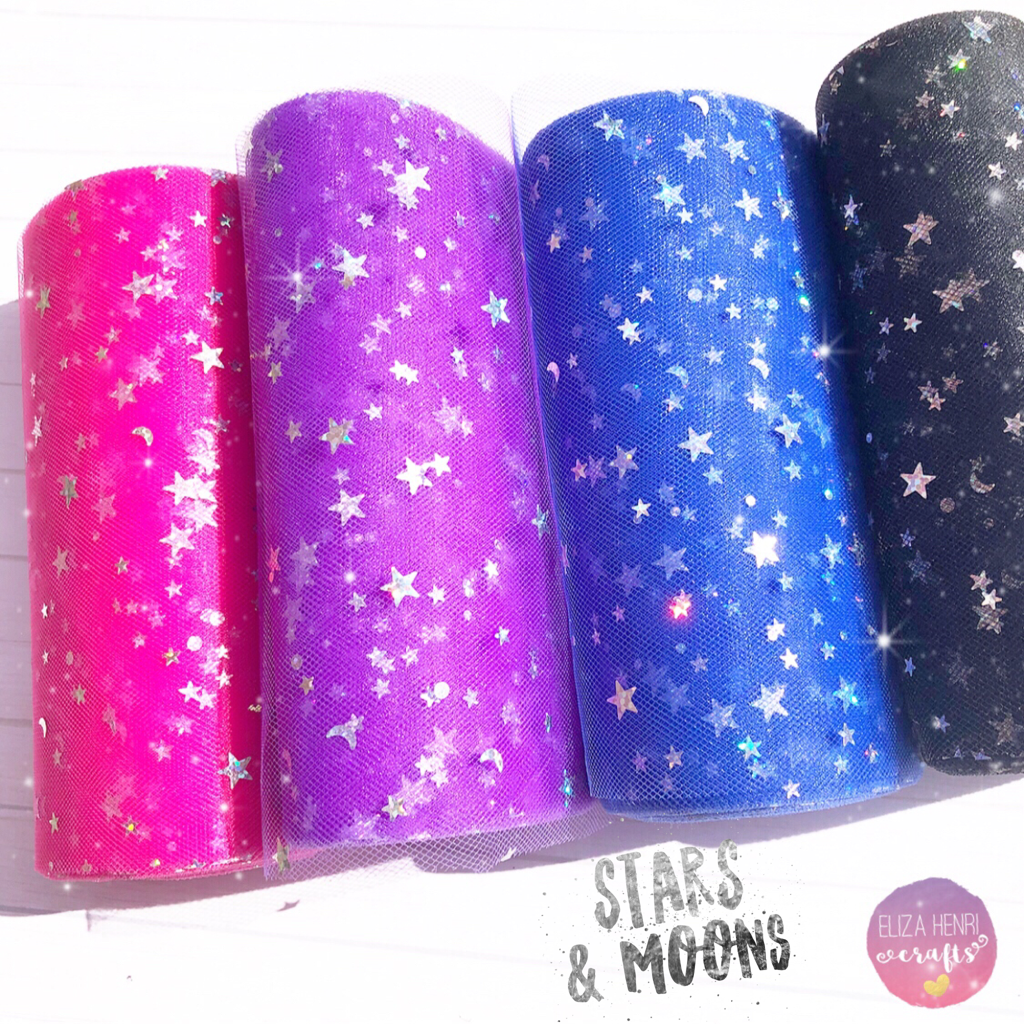 Moons & Stars Luxury Foil Tulle Fabric - Eliza Henri