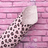 Pink Leopard Double Sided Printed Glitter Canvas & Velvet Fabric