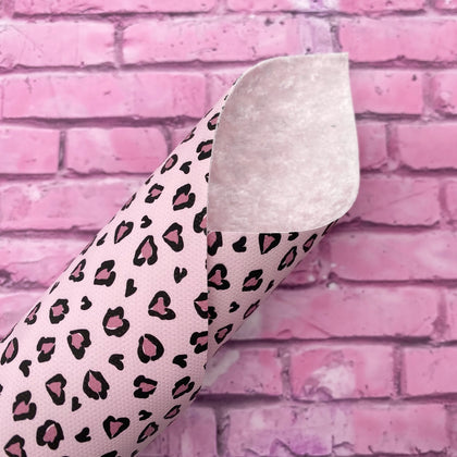 Pink Leopard Double Sided Printed Glitter Canvas & Velvet Fabric - Eliza Henri