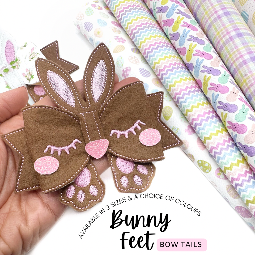 Bunny Feet Paws Embroidered Bow Tails - Eliza Henri