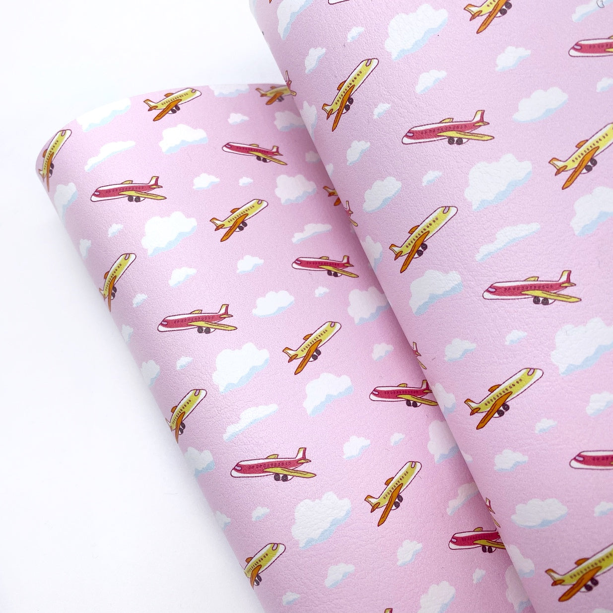 Pink Aeroplanes Premium Faux Leather Fabric Sheets - Eliza Henri