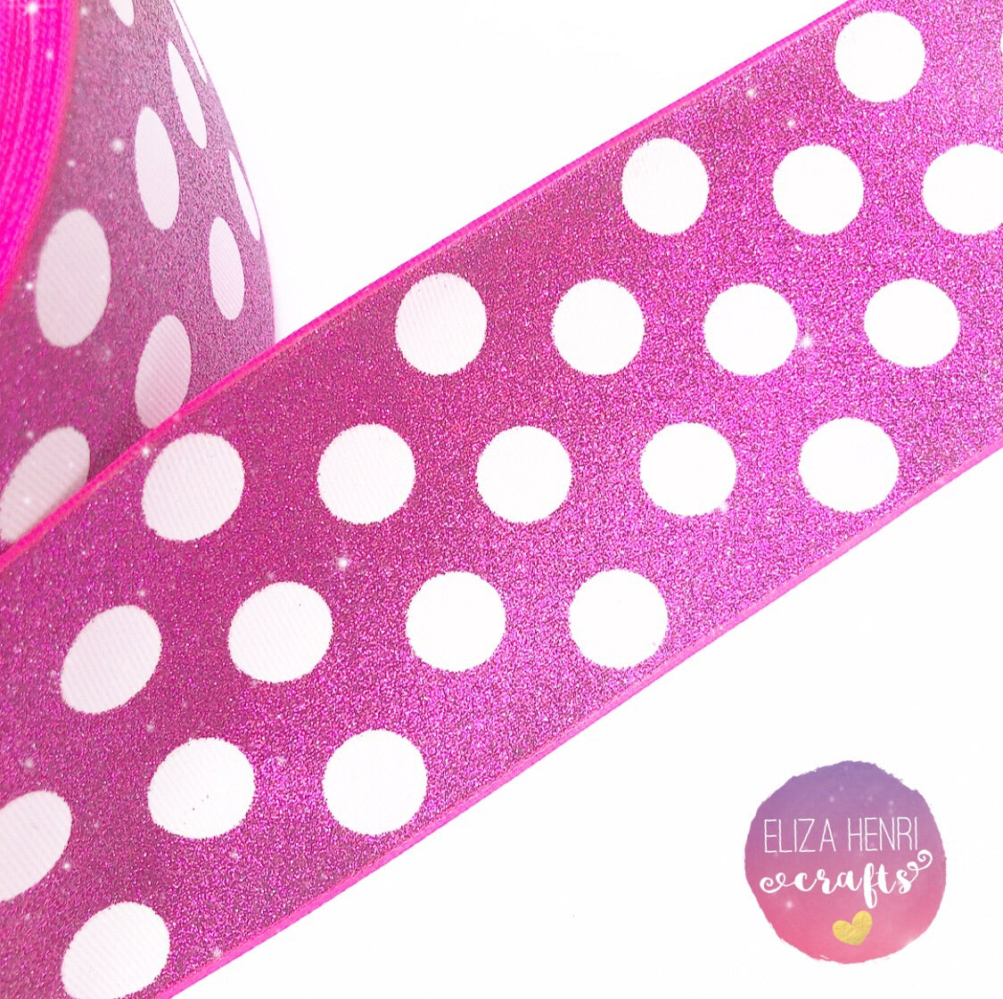 Polka dot spotty Glitter Grosgrain Ribbons 3'' - Eliza Henri