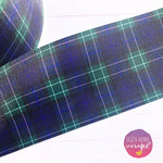 Navy & Green Tartan Grosgrain Ribbon 2'' or 3'' - Eliza Henri