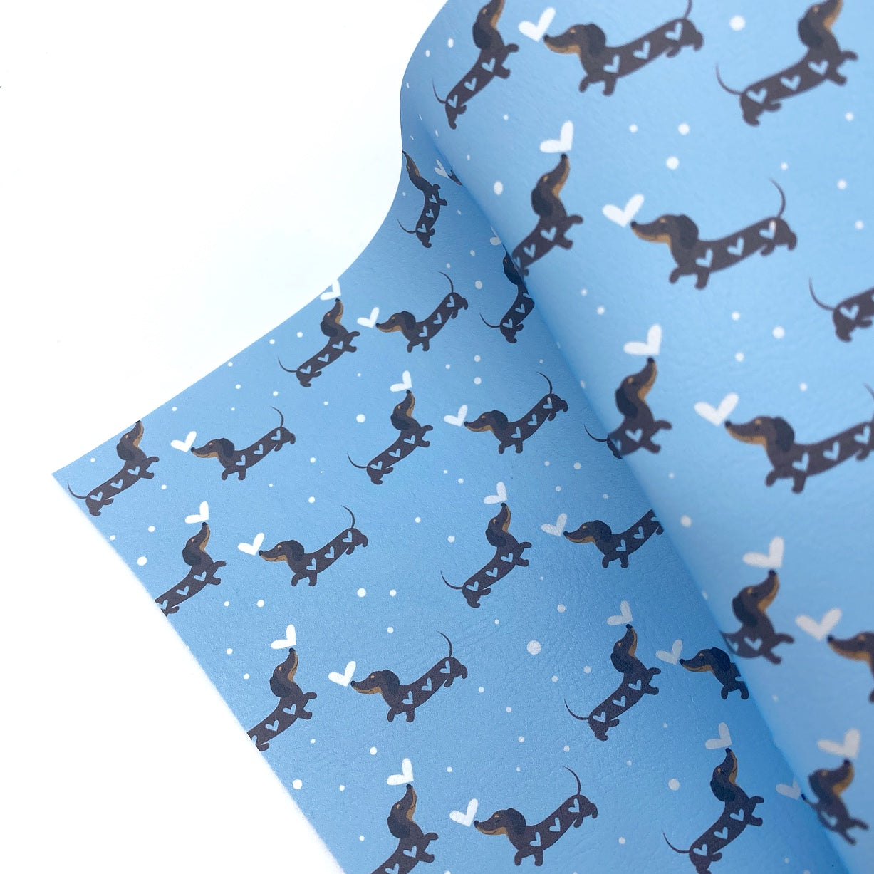 Blue Sausage Dogs Premium Faux Leather Fabric Sheets - Eliza Henri