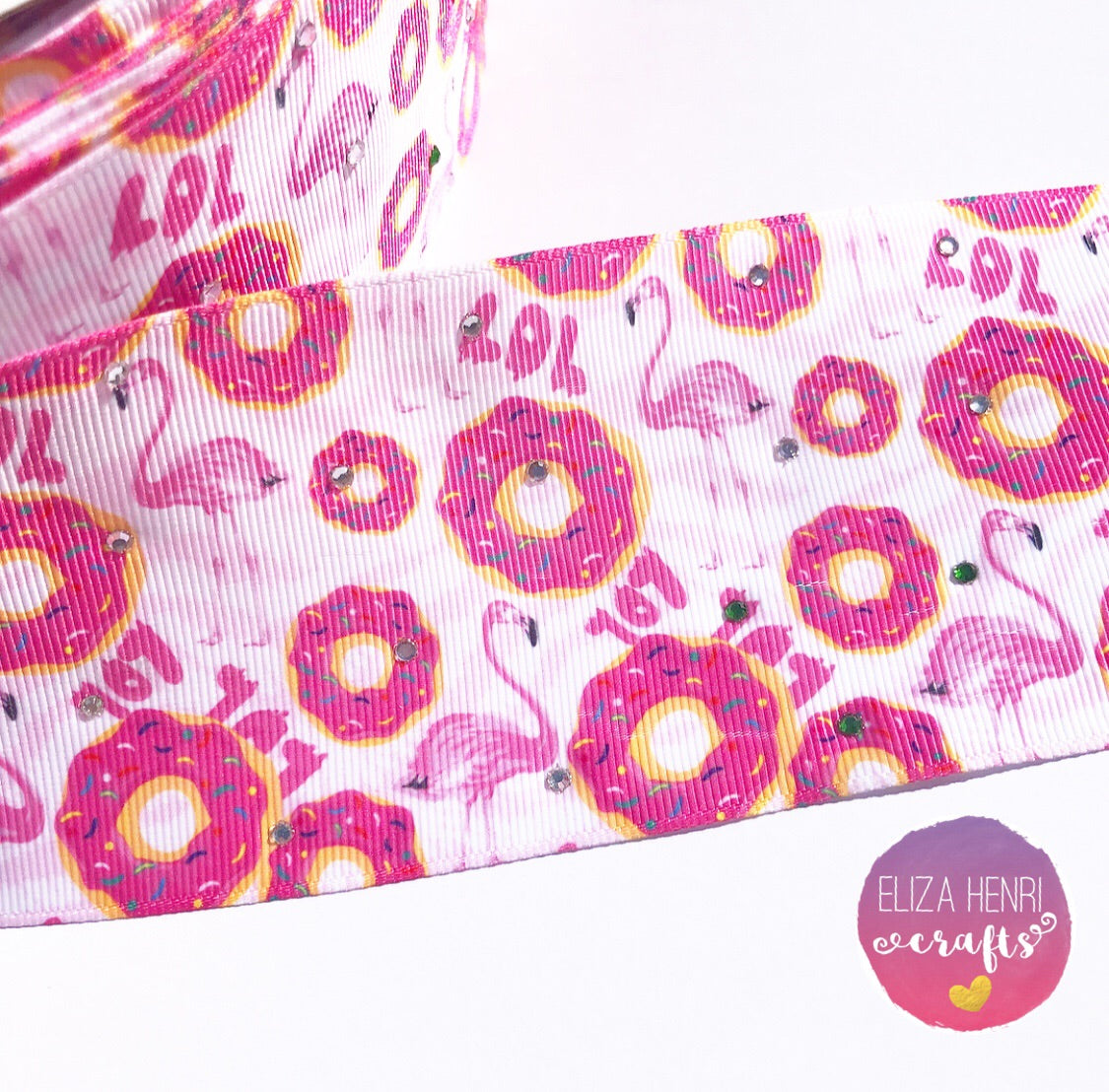Diamonte Flamingo, Donuts, Lol Grosgrain Ribbon 3'' - Eliza Henri