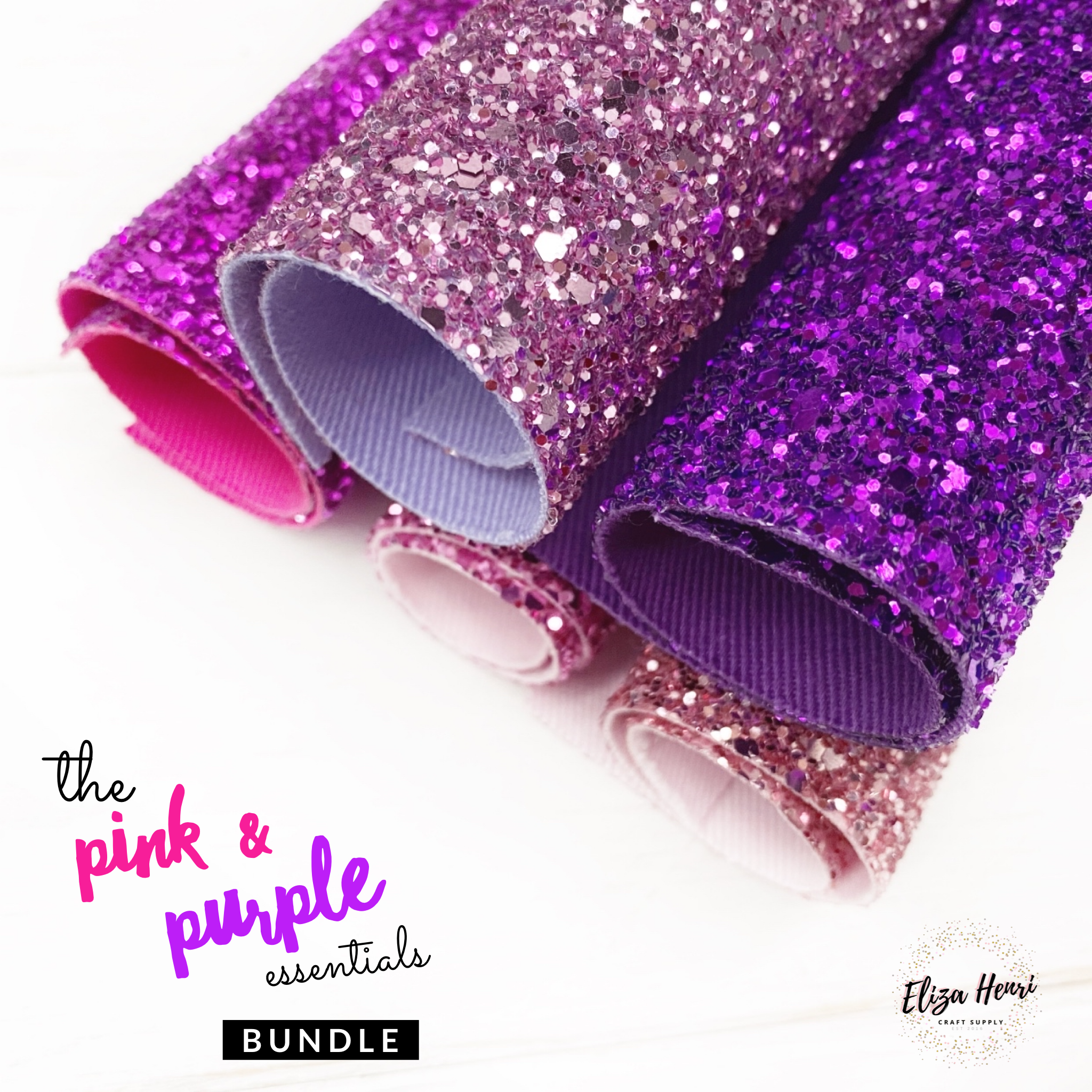 Pink & Purple Lux Premium Chunky Glitter Fabric Collection- 5 colours - Eliza Henri