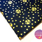 Black and Gold Metallic Hearts Designer Fabric Felt - Eliza Henri Craft Supply