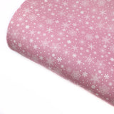 Pink Falling Snowflakes Premium Faux Leather Fabric Sheets - Eliza Henri