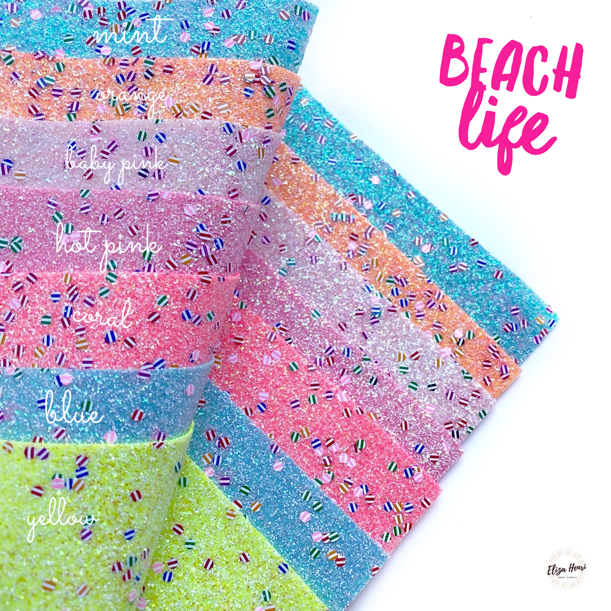 Beach Ball Life Fine Glitter Fabrics - Eliza Henri
