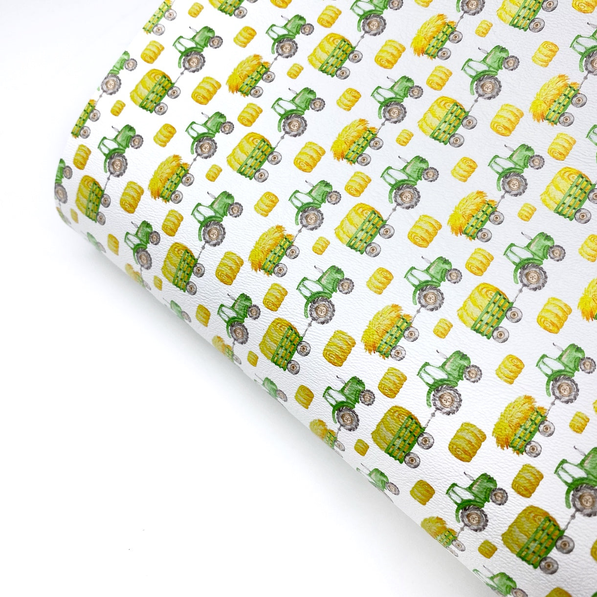 Little Green Tractors Premium Faux Leather Fabric Sheets - Eliza Henri