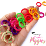 Bright Candy Striped Nylon Piggies- Soft Bobbles- Pack of 4 - Eliza Henri