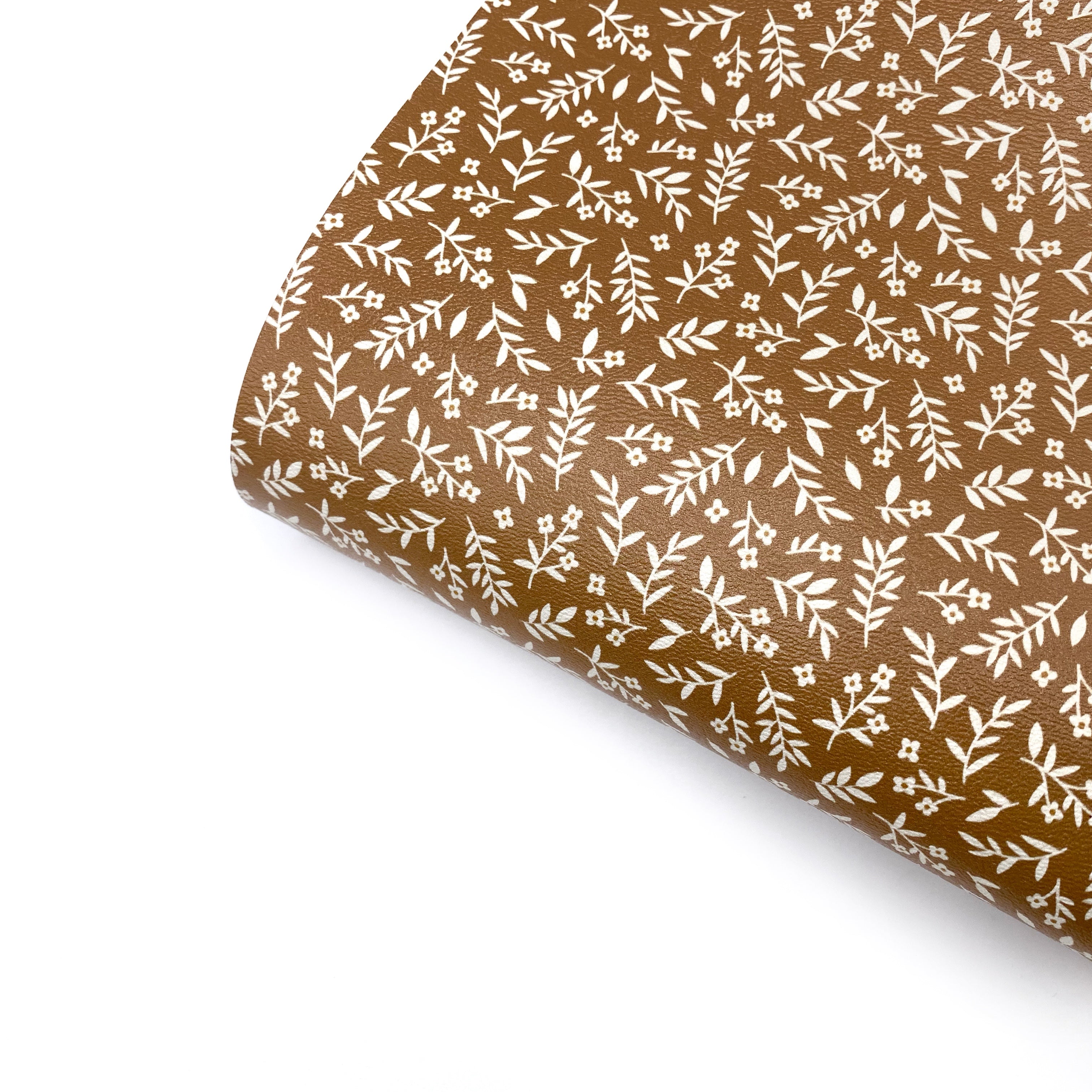 Brown Falling Fall Florals Premium Faux Leather Fabric Sheets - Eliza Henri