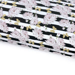 Monochrome Stripe Floral Butterflies Lux Premium Printed Bow Fabric - Eliza Henri