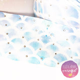 Diamonte pale Blue Mermaid Scales Grosgrain Ribbon 3''