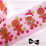 Pink Gingerbread Friends Grosgrain Ribbon 2'' or 3'' - Eliza Henri