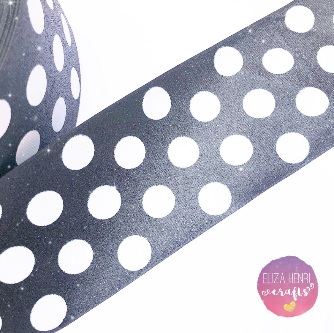 Polka dot spotty Glitter Grosgrain Ribbons 3'' - Eliza Henri