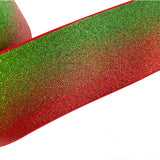 Festive Red & Green Glitter Grosgrain Ribbon 3''