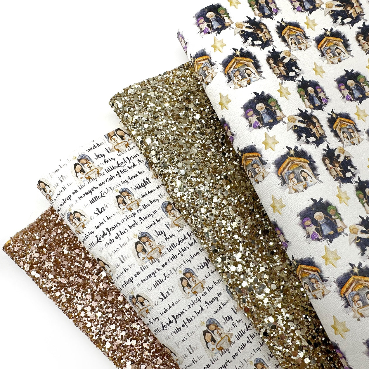 Away in a Manger Scripted Premium Faux Leather Fabric Sheets - Eliza Henri