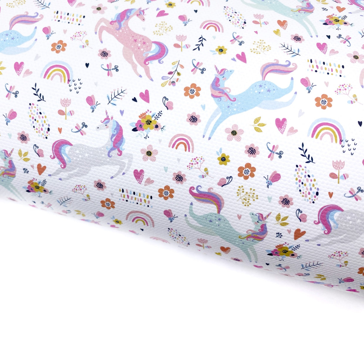 Floral Rainbow Unicorns Lux Premium Canvas Bow Fabrics - Eliza Henri