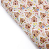 Gingerbread House Premium Faux Leather Fabric Sheets