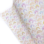 Pastel Polka Dot Rainbows Premium Faux Leather Fabric Sheets - Eliza Henri