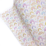 Pastel Polka Dot Rainbows Premium Faux Leather Fabric Sheets - Eliza Henri