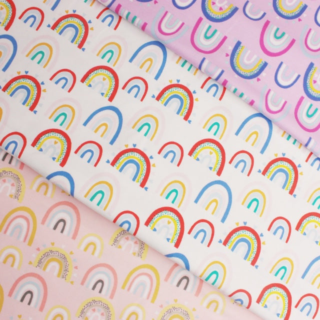 Peach Rainbow Doodles Cotton Jersey - Eliza Henri