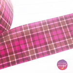 Pink, Black & Brown Tartan Grosgrain Ribbon 2'' or 3'' - Eliza Henri
