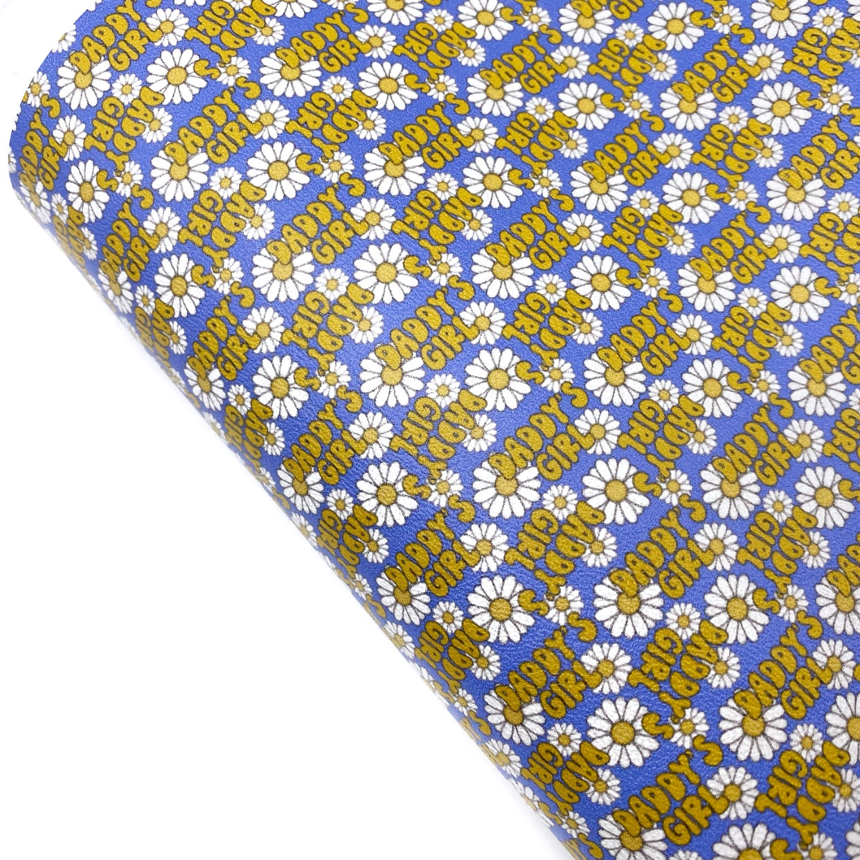 Daddy’s Girl Daisy Blue Premium Faux Leather Fabric Sheets - Eliza Henri