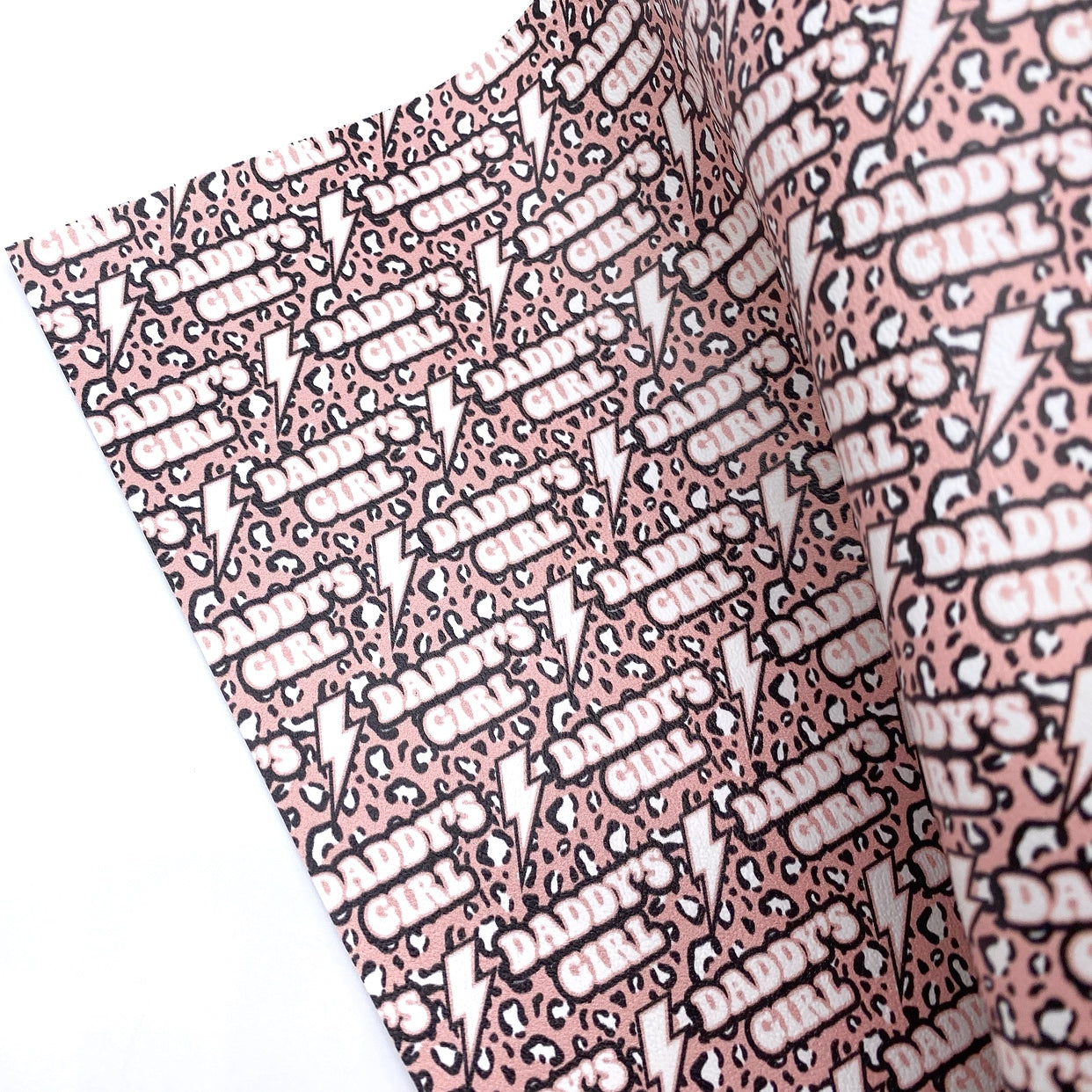 Pink Leopard Daddy's Girl Premium Faux Leather Fabric Sheets - Eliza Henri